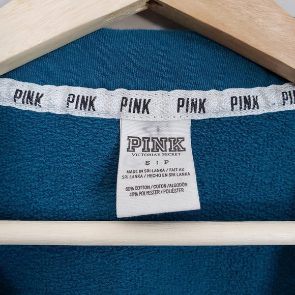 PINK Everday Lounge Blue 1/4 Zip Pullovet - Picture 6 of 7